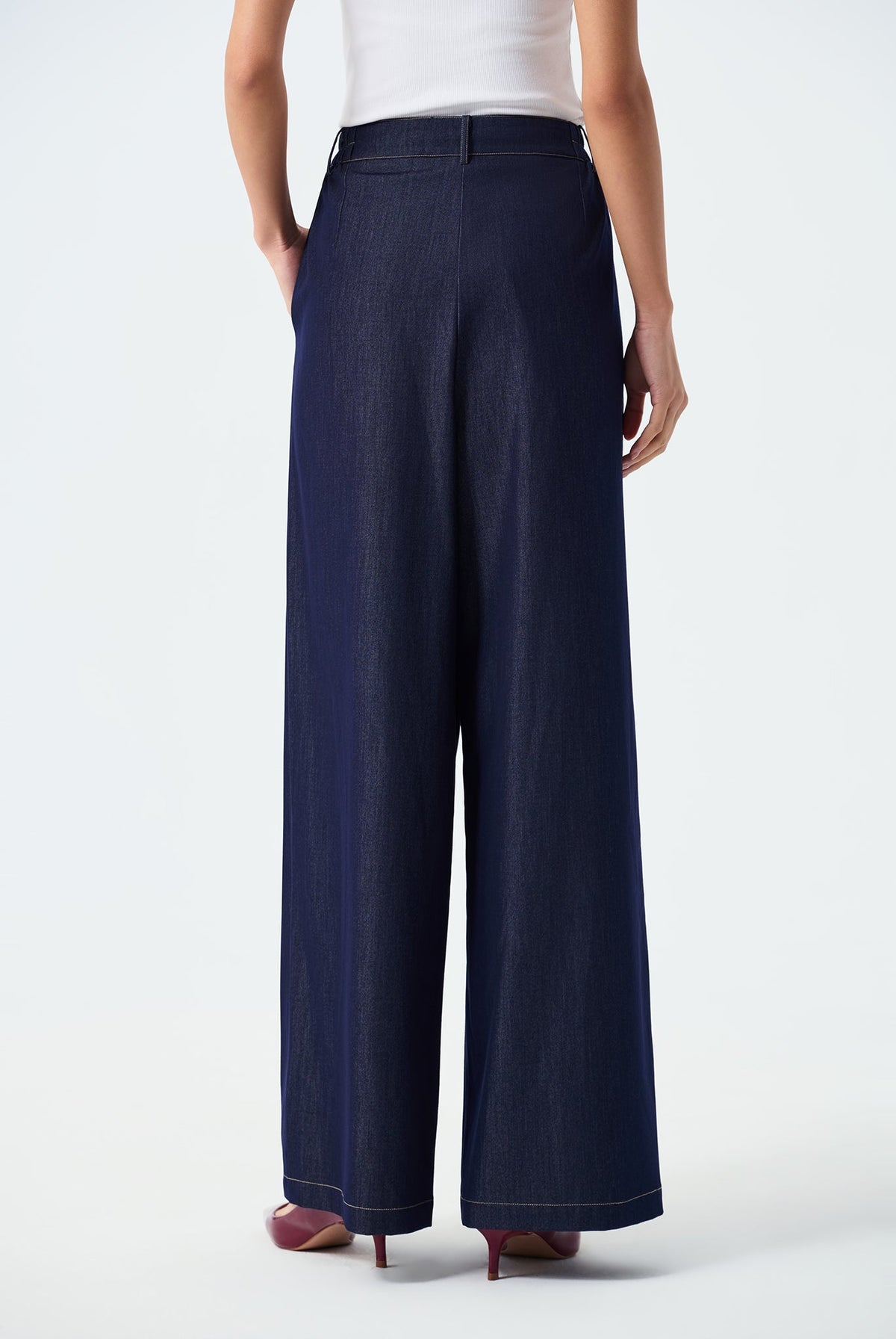 Evie Double-Pleated Wide Leg Trousers