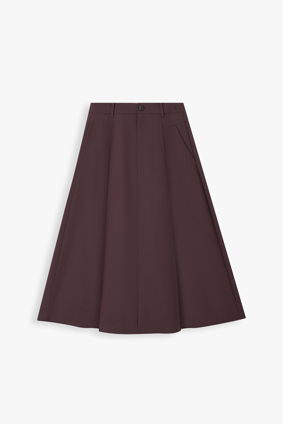 High-Waist A-Line Midi Skirt