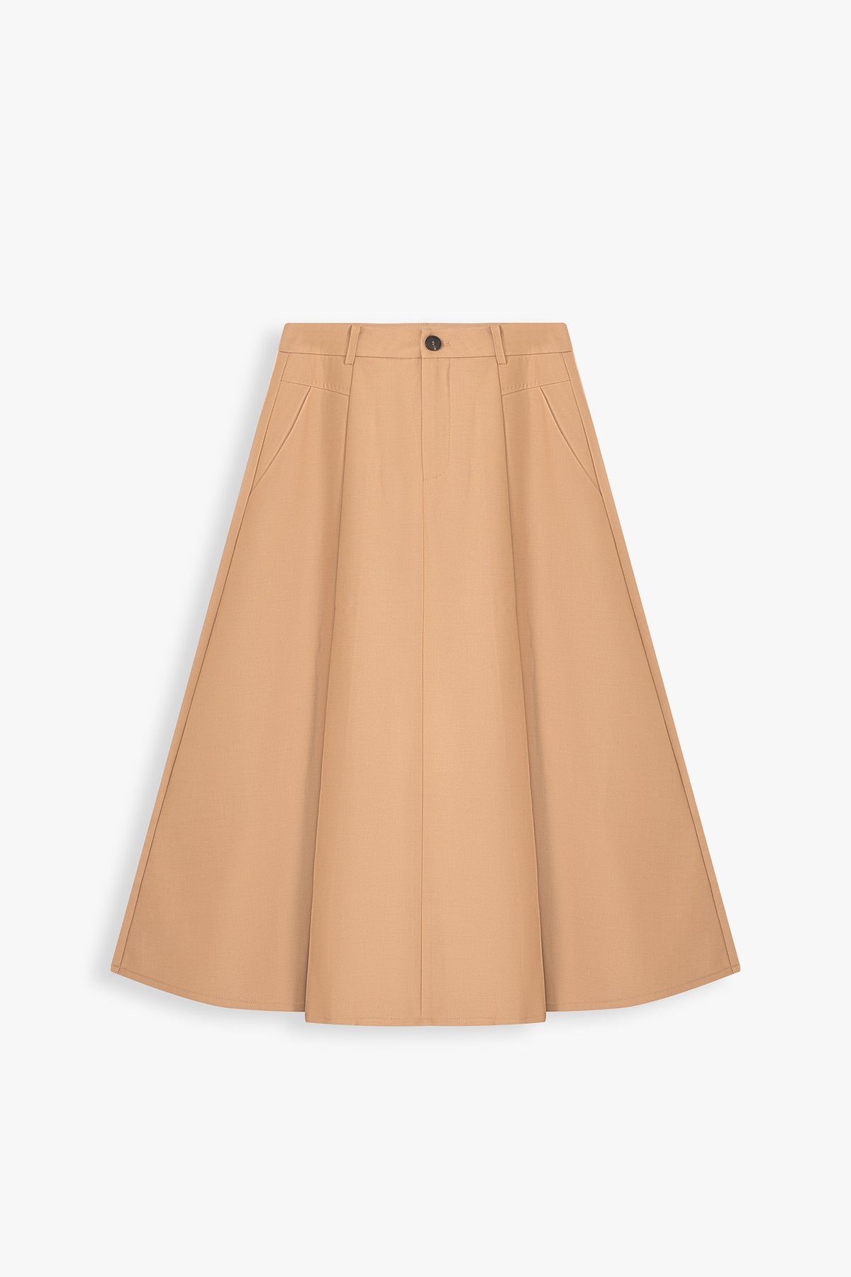High-Waist A-Line Midi Skirt