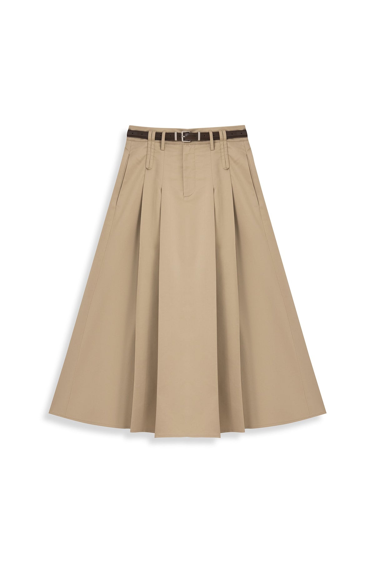 A-line Pleated Skirt with Belt