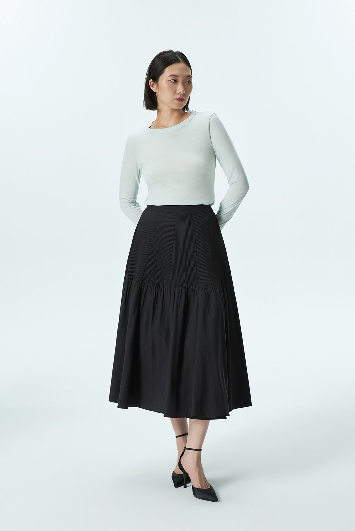 Heat-Pleated Flare Skirt