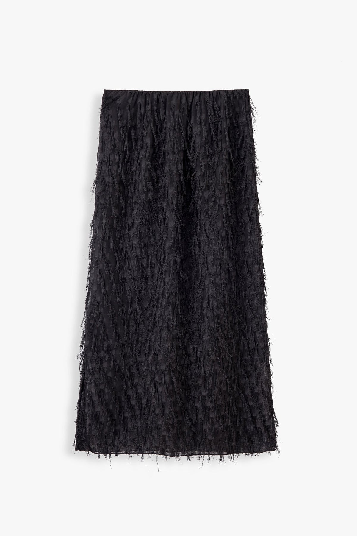 Kimmy Fringe Textured Midi Skirt