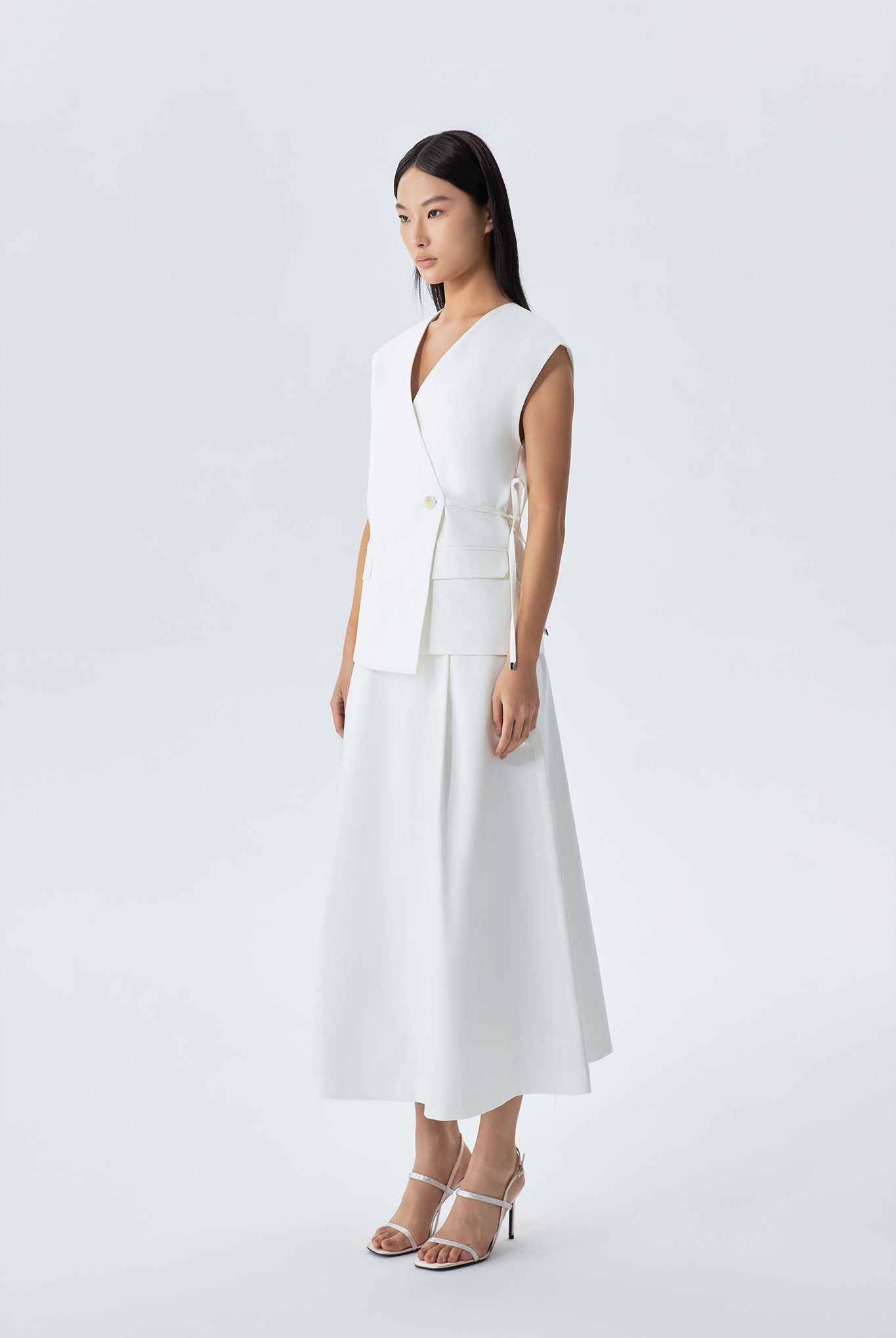 Elena A-Line Pleated Midi Skirt