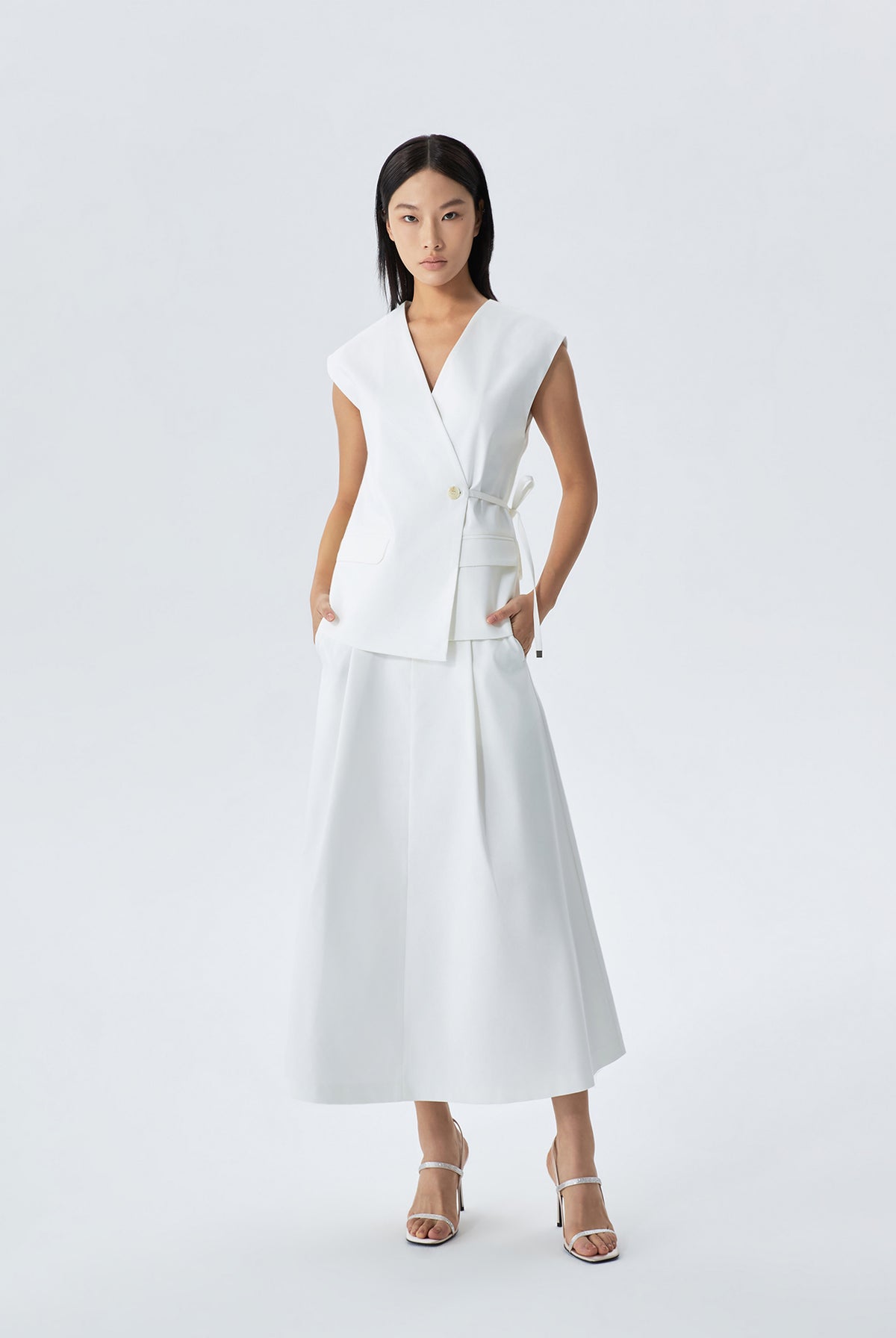 Elena A-Line Pleated Midi Skirt