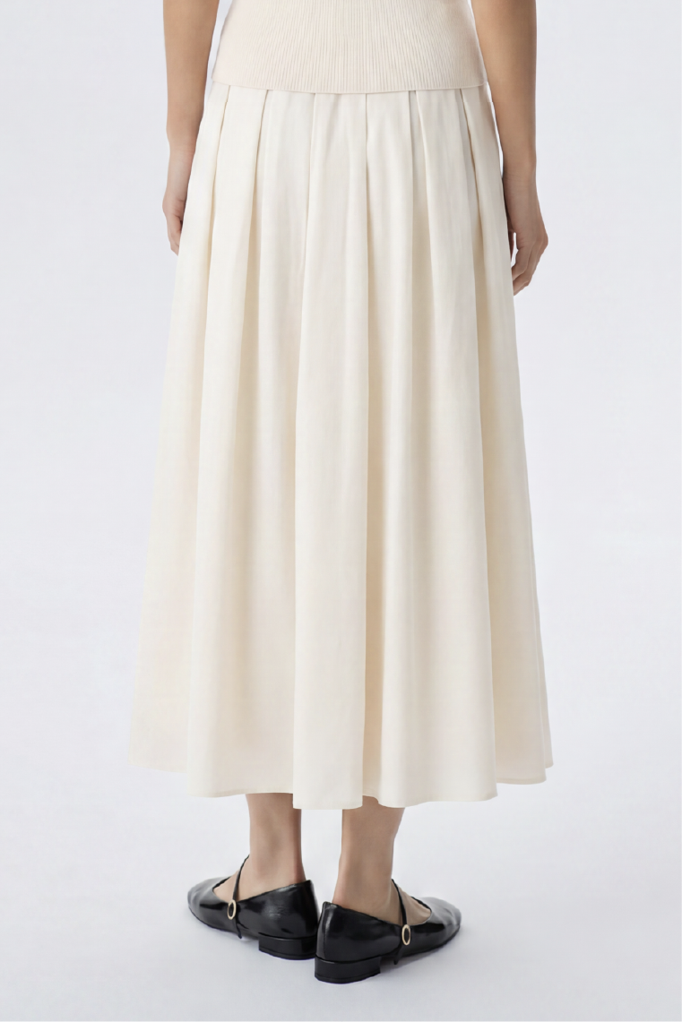 Isabella Pleated A-Line Maxi Skirt