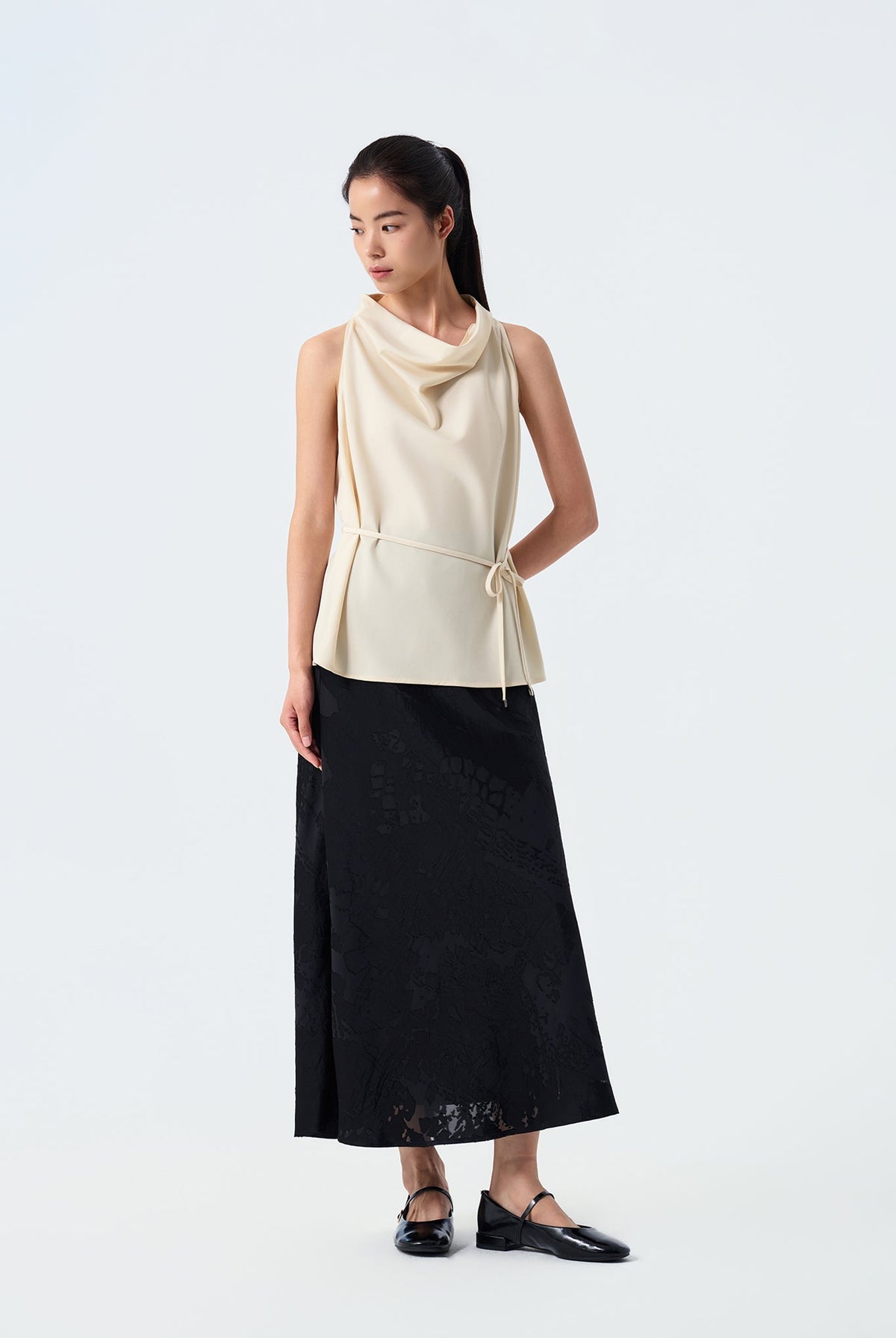 Moon Burnout Textured Straight Skirt