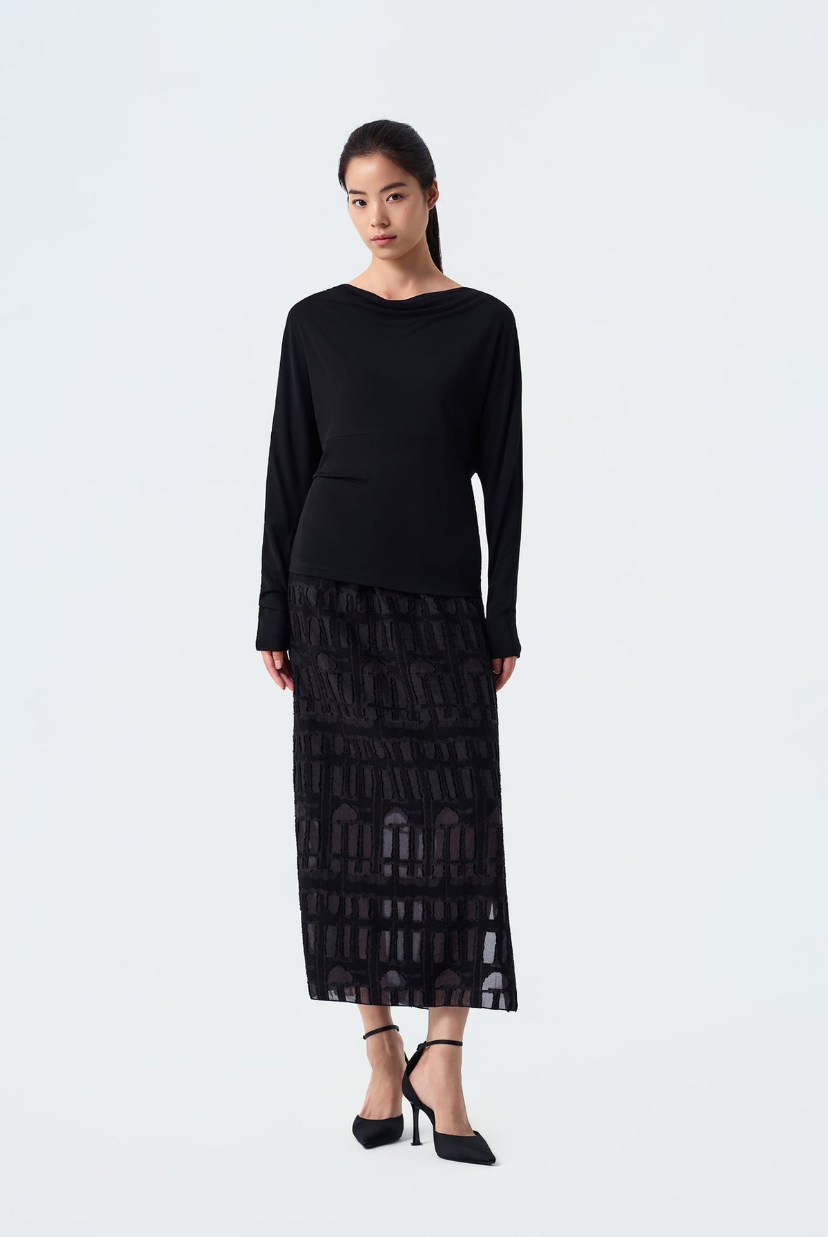 Regina 3D Textured Midi Skirt
