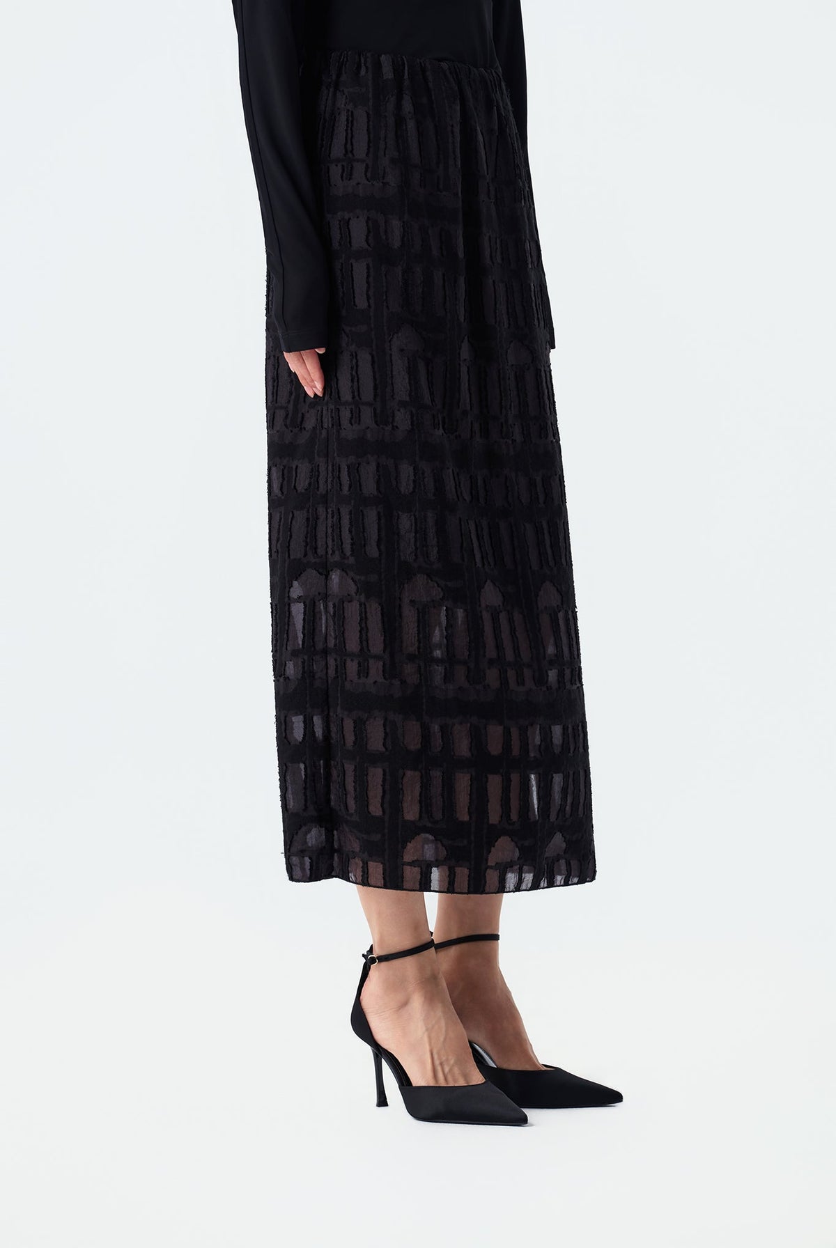 Regina 3D Textured Midi Skirt