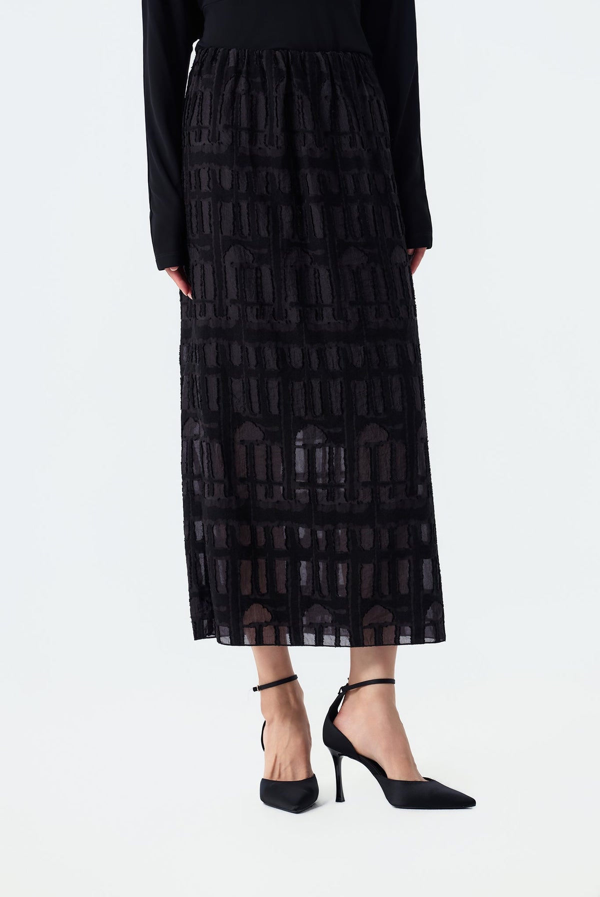 Regina 3D Textured Midi Skirt