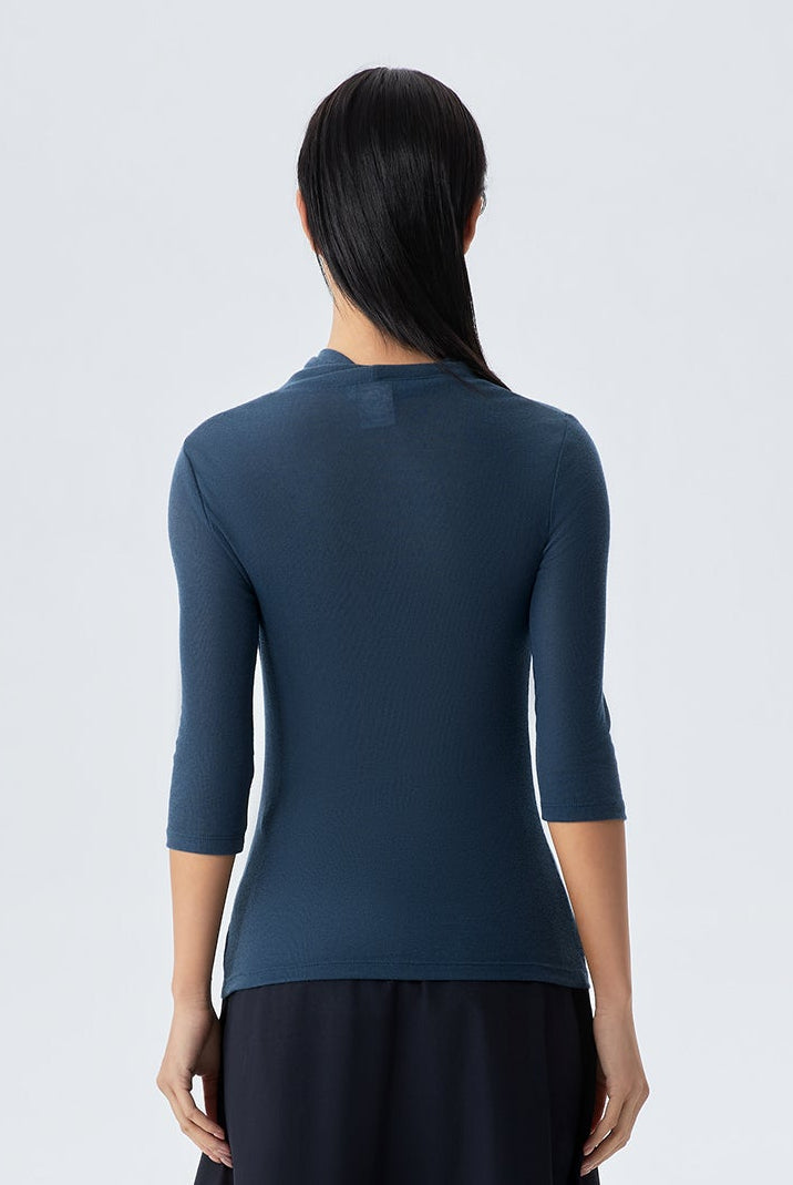 Paisley Twisted Front Neckline Jersey Knit Top
