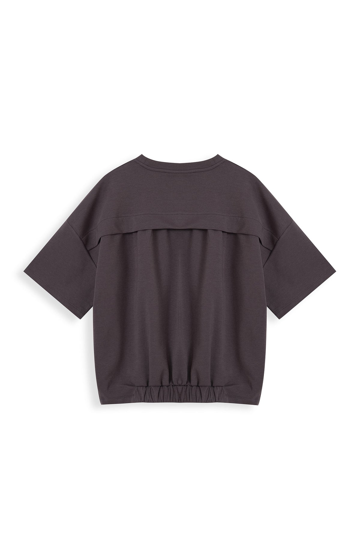 Boxy Jersey Knit Top With Back Gathered Detail