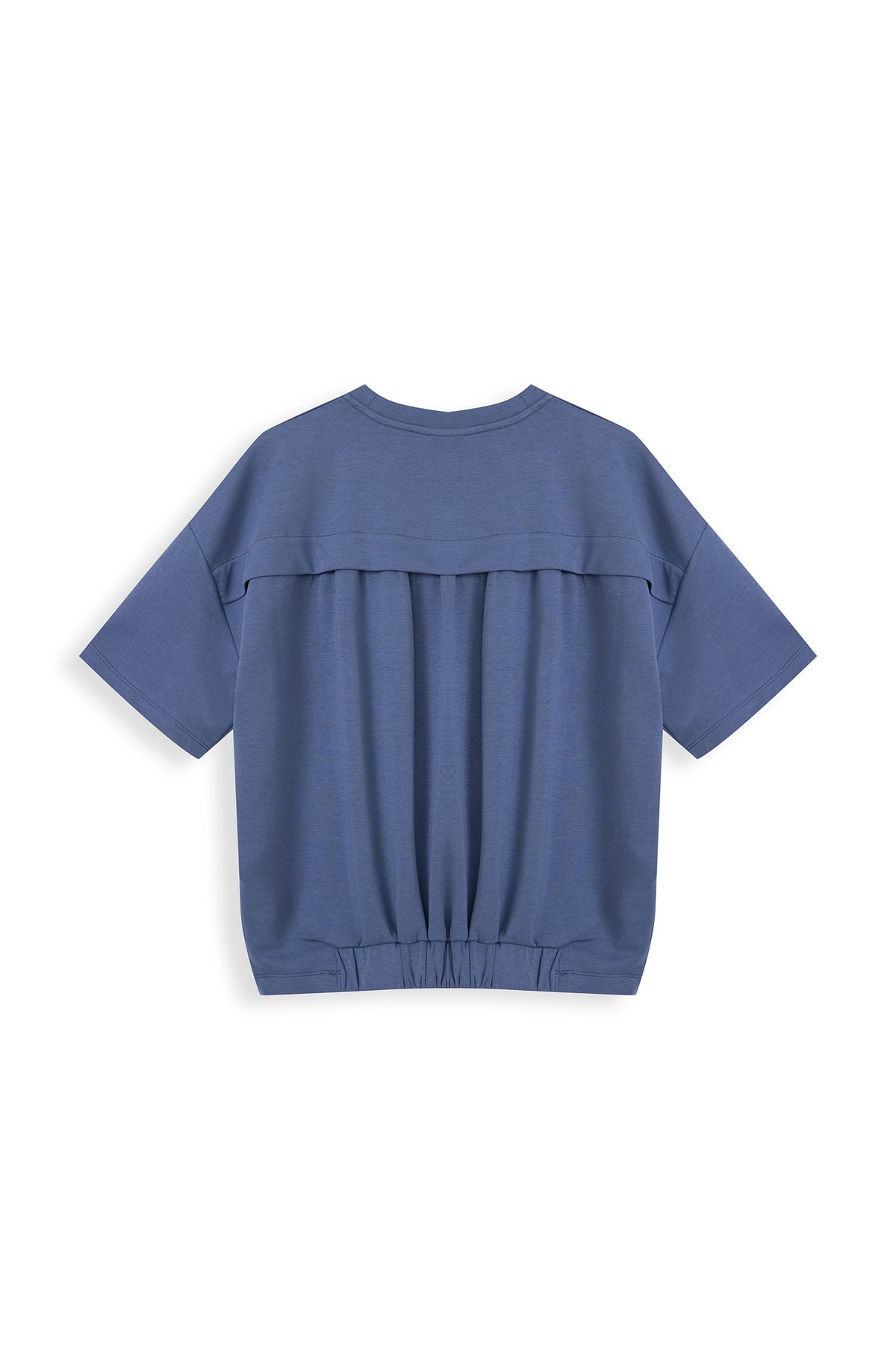 Boxy Jersey Knit Top With Back Gathered Detail