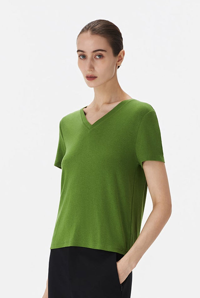 V Neck Tencel T-shirt