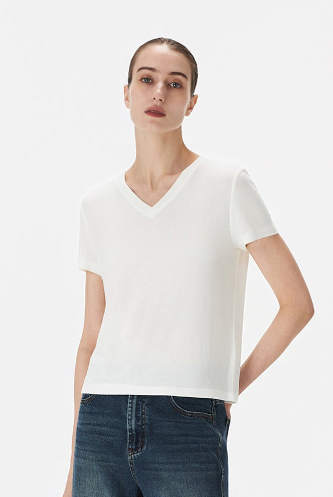 V Neck Tencel T-shirt