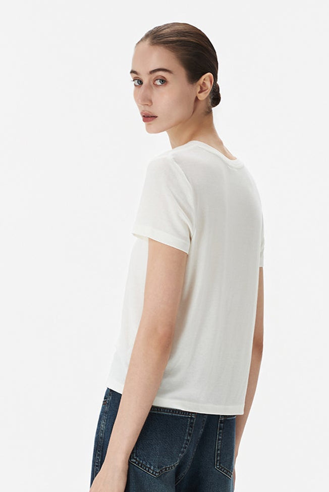 V Neck Tencel T-shirt