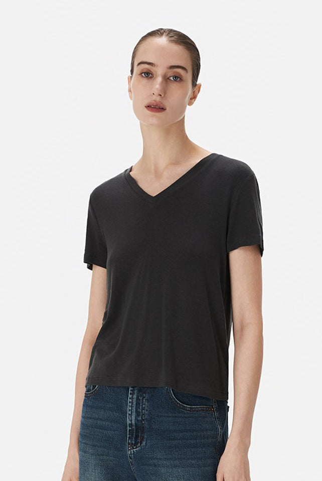 V Neck Tencel T-shirt