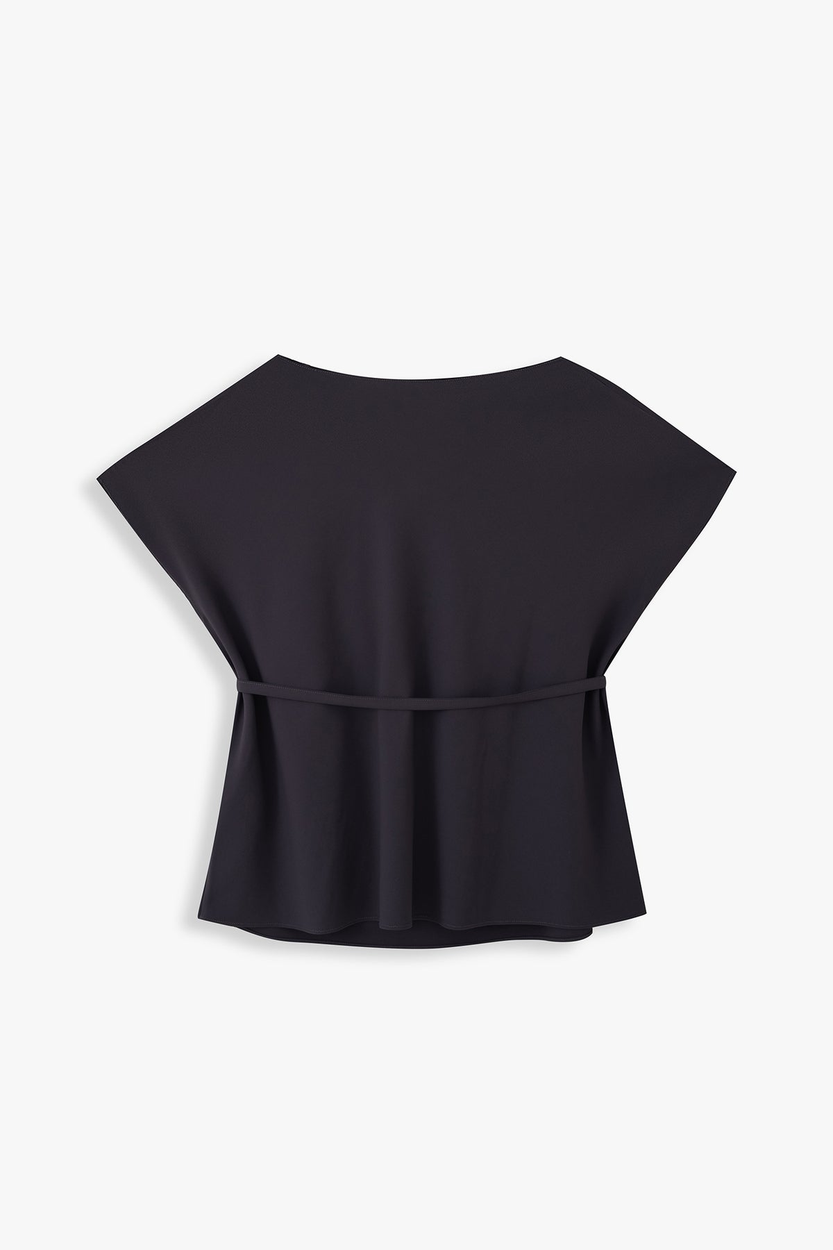 Boat Neck Blouse with Self-Tie