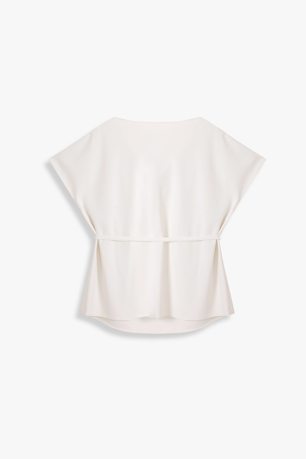 Boat Neck Blouse with Self-Tie
