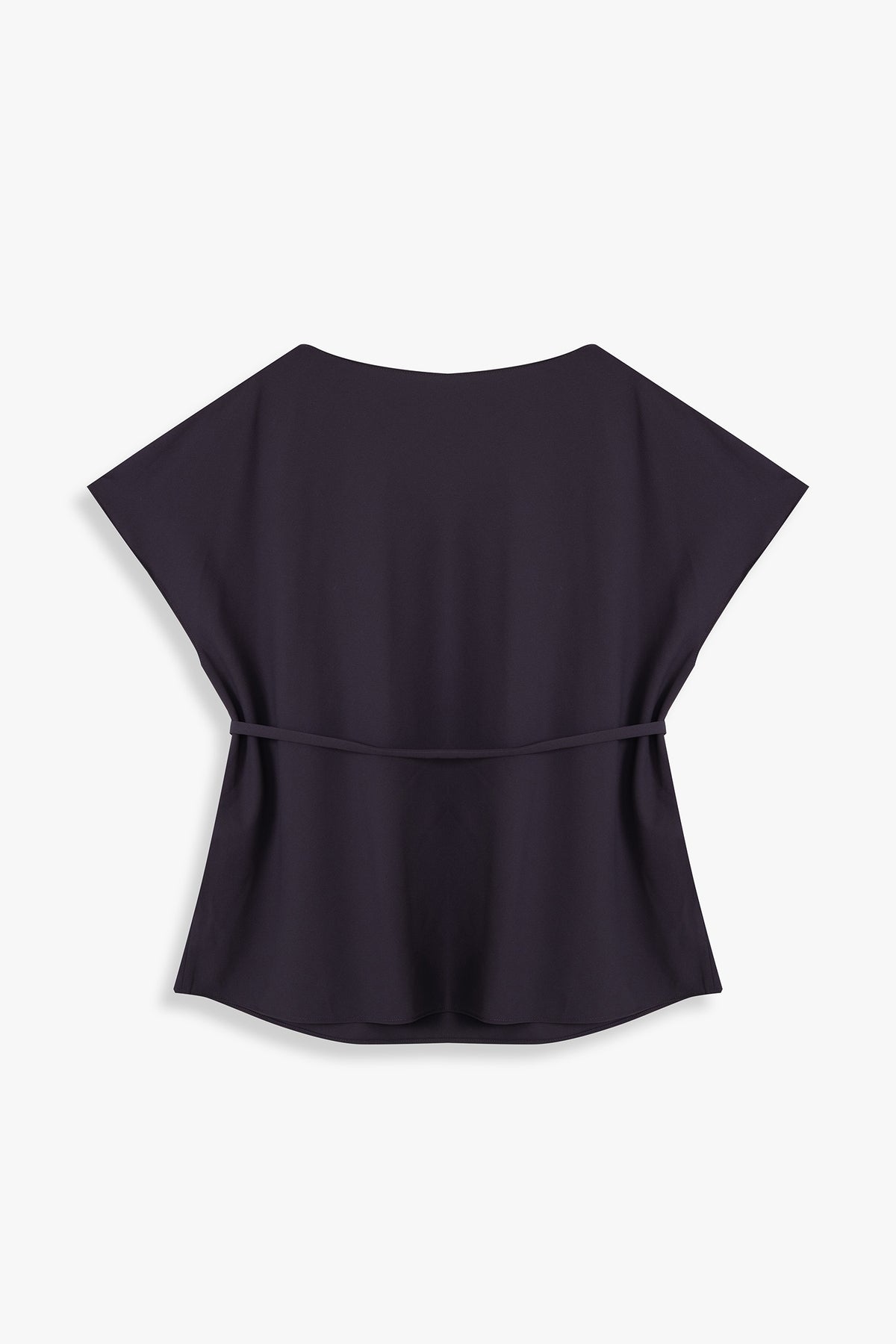 Boat Neck Blouse with Self-Tie