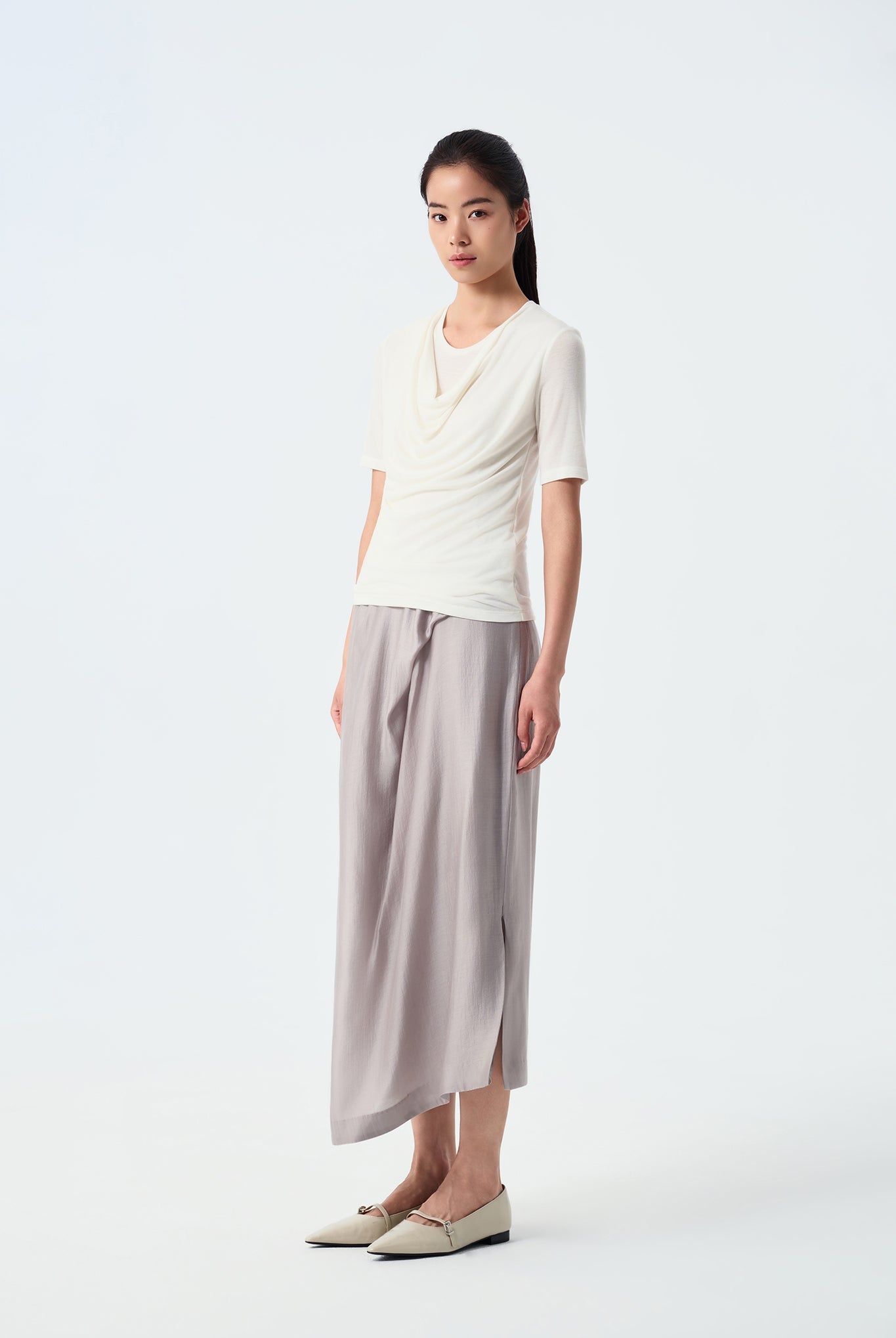 Anne Layered Cowl Neck Jersey Top