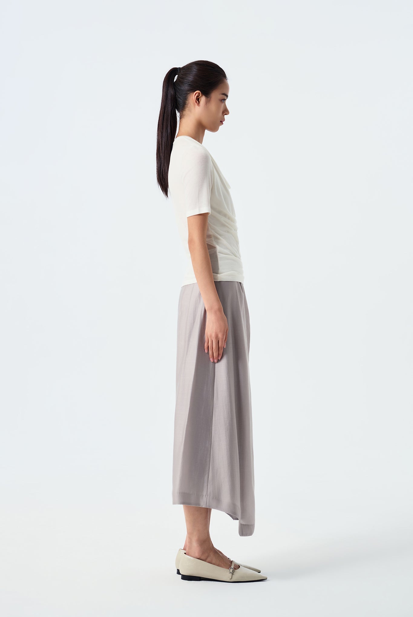 Anne Layered Cowl Neck Jersey Top