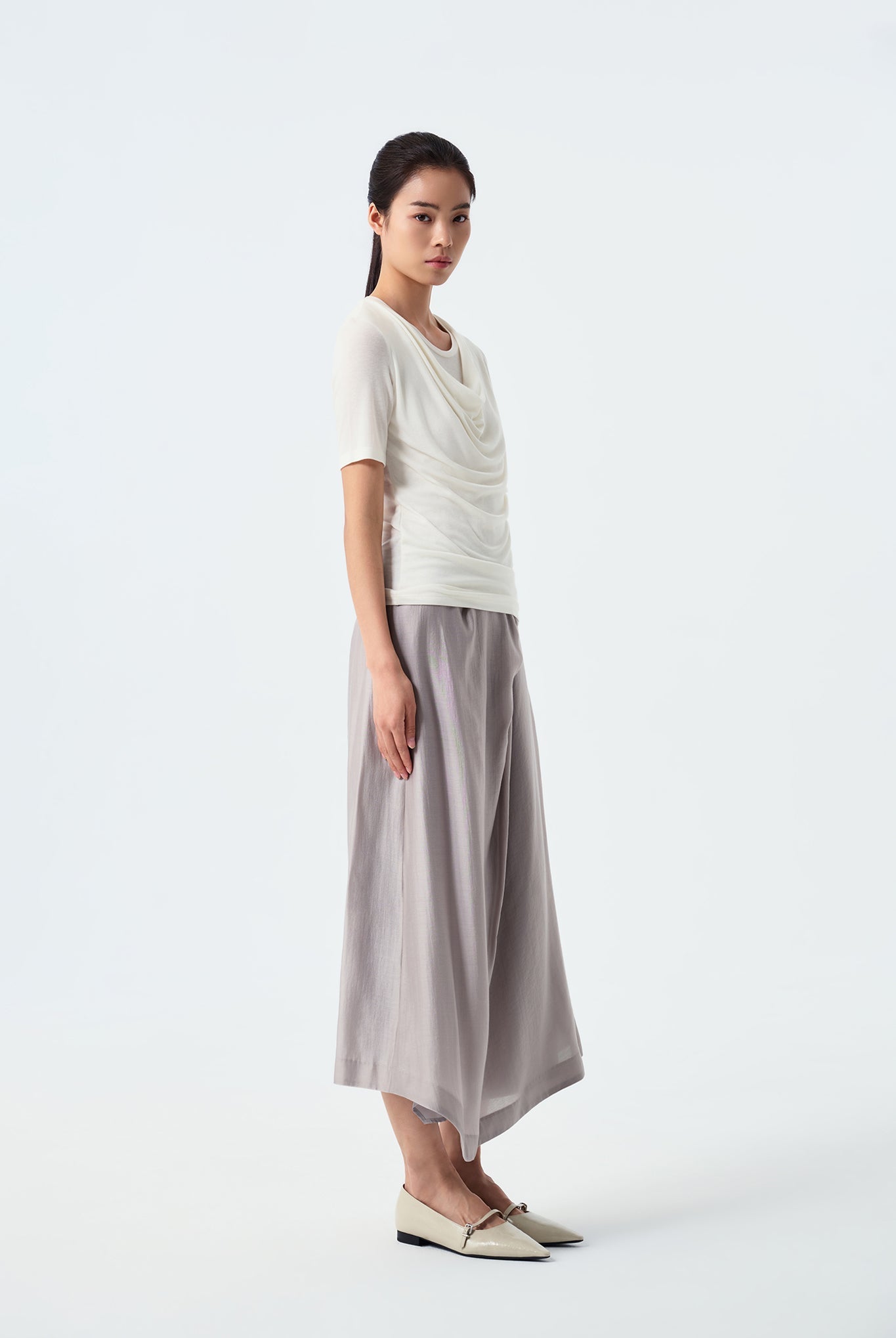 Anne Layered Cowl Neck Jersey Top
