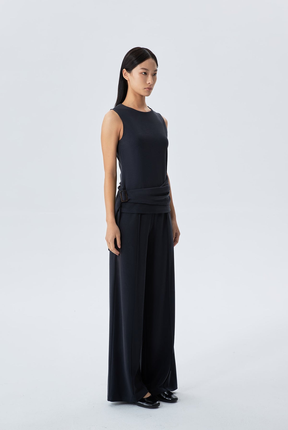 Eloise Jersey Self Belt Fitted Top