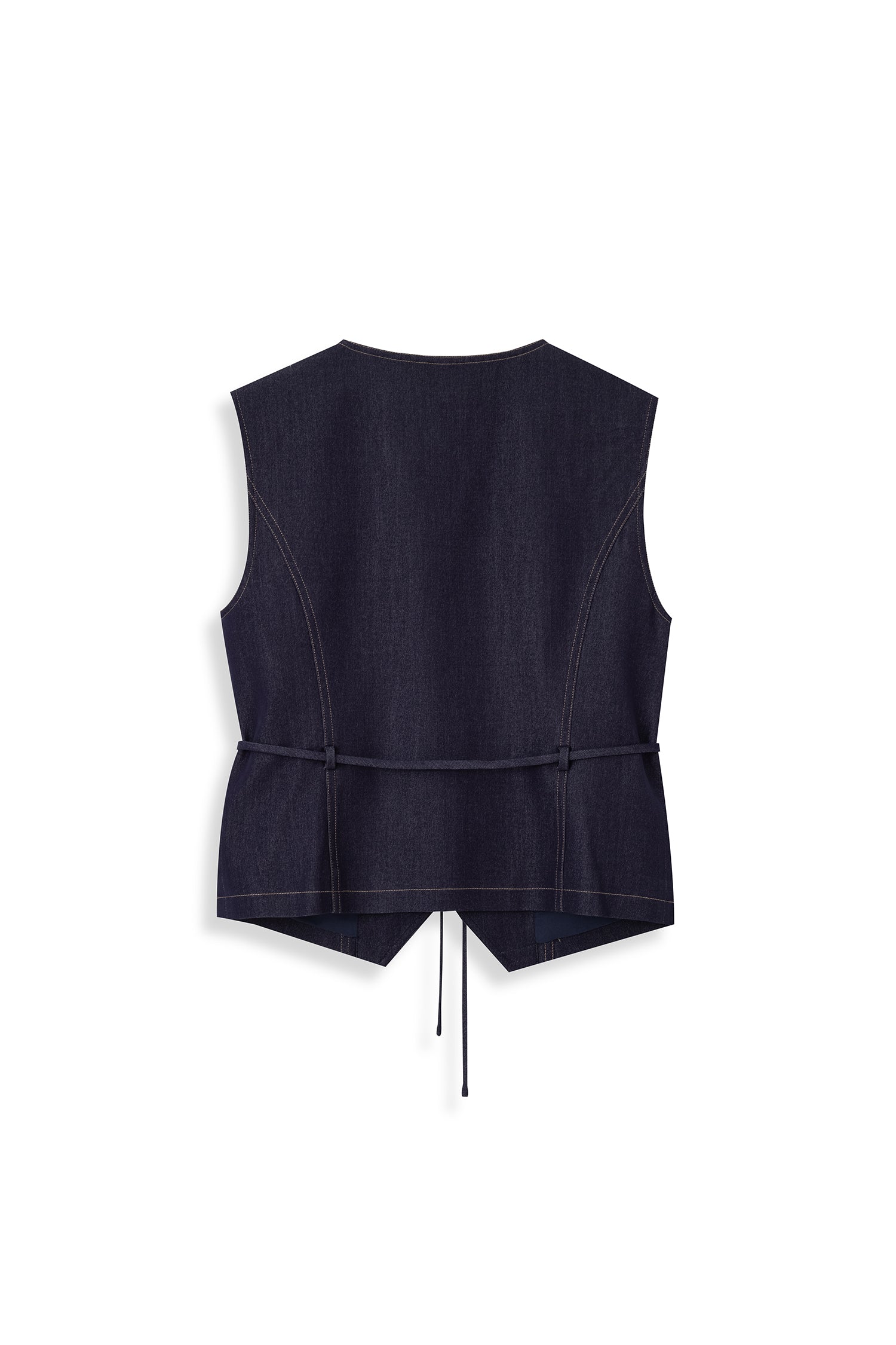 Denim Waistcoat with Self-Tie